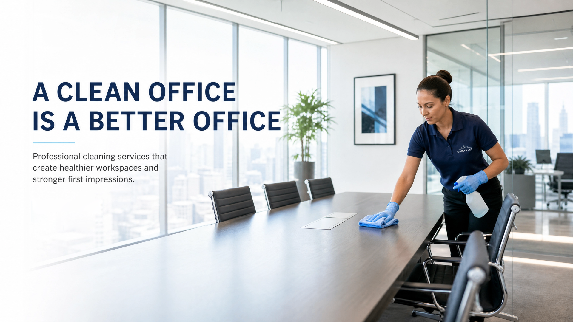 Urbanox office cleaning staff at work in Dubai